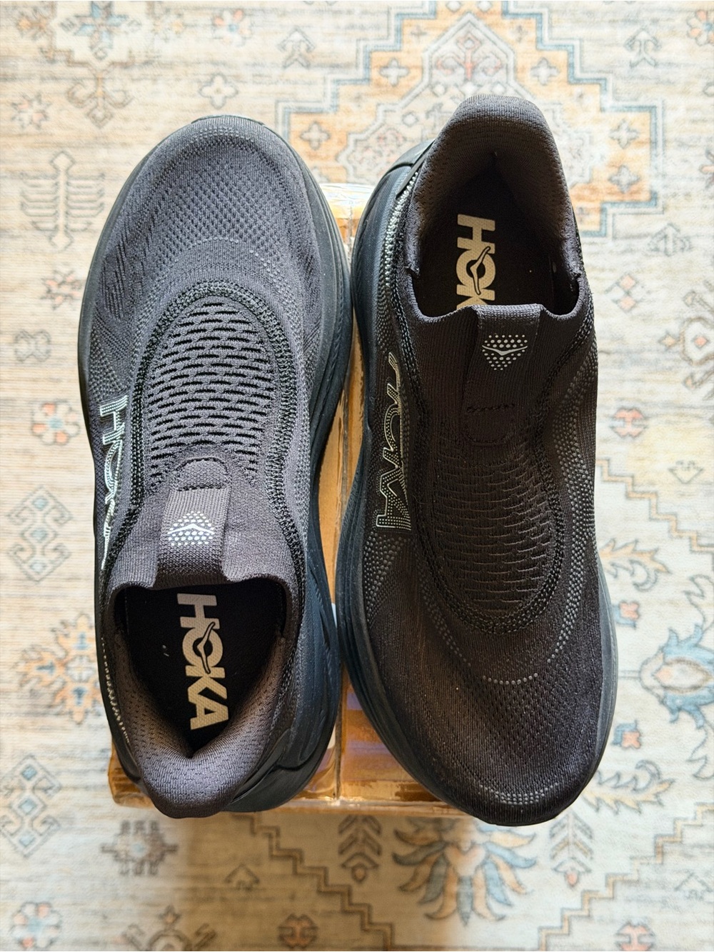 HOKA Women’s Black Slip-On Knit Running Shoes